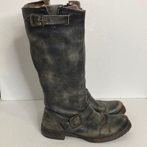 Frye Black Leather Combat Boots